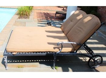 Outdoor Cast Aluminum Double Chaise Needs Sanding & New Paint As Pictured