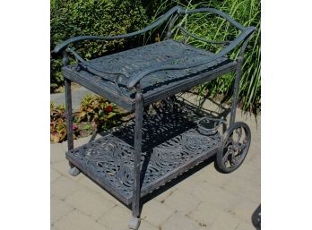 Outdoor Cast Aluminum Patio Cocktail Cart