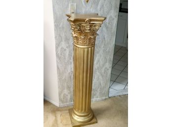 Vintage Plaster Column Pedestal With A Bronze Like Patinated Finish