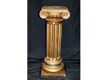 Vintage Plaster Column Pedestal With A Bronze Like Patinated Finish, Really A Substantial Piece (Small Repa