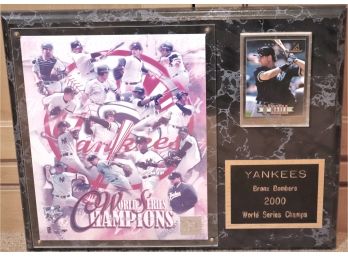 Plaque With Yankees ONeill Pinnacle Baseball Card, And World Series Champs Bronx Bombers 2000.