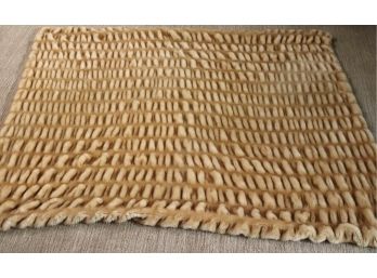 Faux Fur Throw Blanket By Hudson Park Collection In Rich Camel Color With Plush Texture.