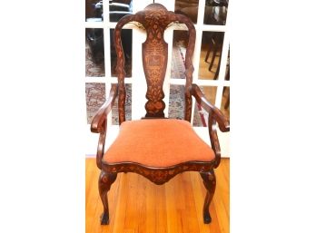 Gorgeous 19 Th Century Dutch Marquetry Inlaid Armchair With Ball And Claw Feet