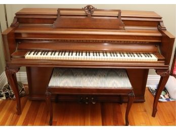 Vintage Mason And Hamlin Mahogany Upright Piano With Bench.