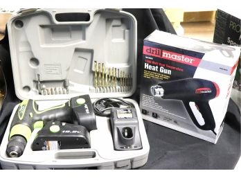 Kawasaki  19.2V Battery Operated Drill With Case & DrillMaster 1500 Watt Heat Gun