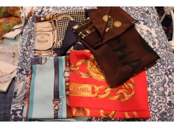 Lot Of Women's Silk Scarves Includes Ralph Lauren And Other Decorative Scarves