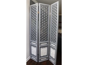 Large Decorative 3 Panel Wood Screen