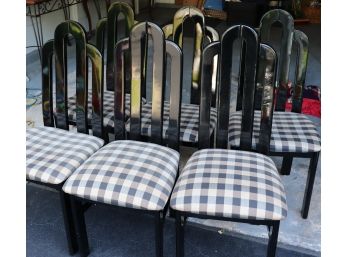 Set Of 6 Checkered Pattern Dining Room Chairs