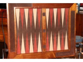 Vintage Backgammon Board With Pieces Can Be Hung On Wall For Display And Easy Storage