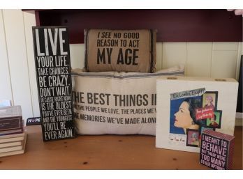 Decorative Inspirational Pillows And Signs