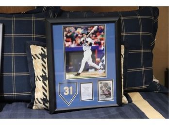 Mike Piazza NY Mets Game Time Memories With Piece From Bat And COA