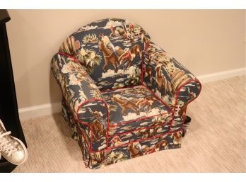 Small Childs Chair With Cowboy Themed Fabric