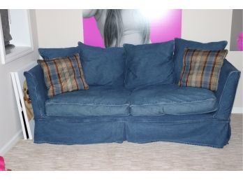 Queen Size Sleeper Sofa With Pottery Barn Denim Slipcover