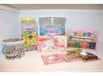 Lot Of Kids Beads, Felt Bracelets And Just Pearls Sets