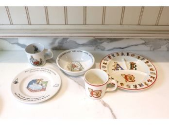 Tiffany & Co. 2 Piece Alphabet Bear Baby Dish Set And Wedgewood 3 Piece Peter Rabbit Set