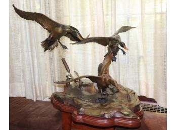 Clark Bronson Bronze Sculpture “A Flurry Of Pintails” Signed Limited Edition 8/52 Bronze Sculpture