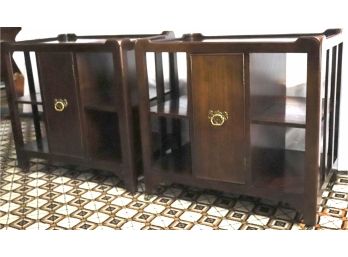 Pair Of 1940’s Era Mahogany Side Tables On Brass Casters