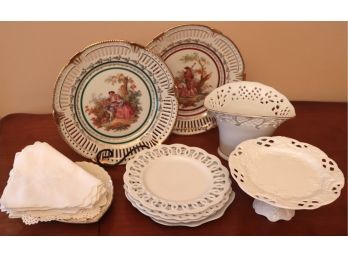 Assorted Pierced Porcelain Decorative Tabletop Pieces, Some Hand Painted From Germany & France