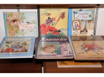 VINTAGE FRENCH CHILDRENS BOOKS TITLES INCLUDE CHARLOTTE IN PARIS, PIOUPITT LA MESANGE, AND COMTESSE DE SEGUR