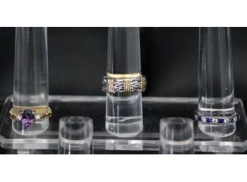 3 QUALITY WOMEN'S RINGS INCLUDES 14KT GOLD RING, 1 14K/STERLING SILVER RING AND 1 STERLING BAND, CAN SHIP