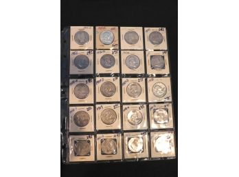 COLLECTION OF 19 SILVER FRANKLIN HALF DOLLARS (1949-1963) & 1 SILVER BARBER HALF DOLLAR 1902-O CAN SHIP