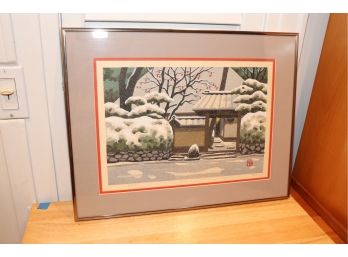 STAMPED/SIGNED JAPANESE WOODBLOCK PRINT 'PERSIMMONS IN WINTER' 1984 94/150