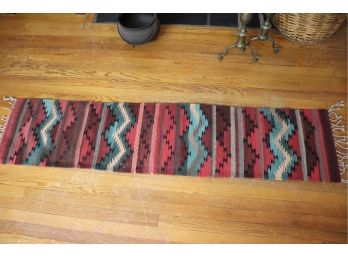 LONG GEOMETRIC HAND LOOMED RUNNER MEASURES 16' W X 68' L