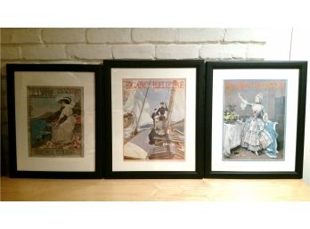 3 FRAMED VINTAGE FRENCH POSTER PRINTS INCLUDES FIGARO ILLUSTRE