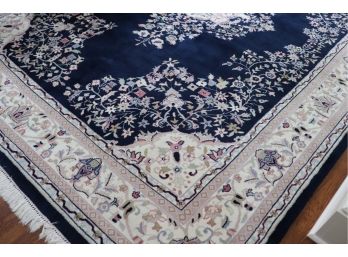 Handmade Rug/Pakistani - Appx 9 Feet X 12 Feet With Beautiful Blue & Pink Colors & Border