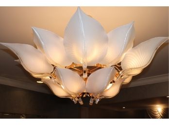 Amazing Mid Century Modern Murano Glass Lily Leaf Chandelier