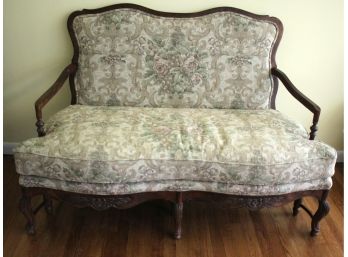 Beautiful Berkeley Hall Collection Floral Pattern Settee With A Beautiful Carved Wood Frame