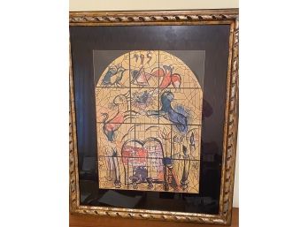 Chagall The Jerusalem Windows Modern Art Poster In A Distressed Matted Frame