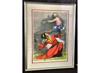 Leap Of The Drum By Sandu Liberman Signed Lithograph 182/250 In A Matted Frame