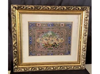 Beautiful Large Framed Hand Painted Miniature Scene With Amazing Detailing Throughout Initialed RL