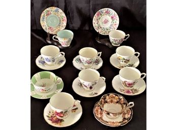 Cups & Saucers - New Chelsea Staffs England, Duchess England, Aynsley, Royal Doulton Heirloom, Crown Essex