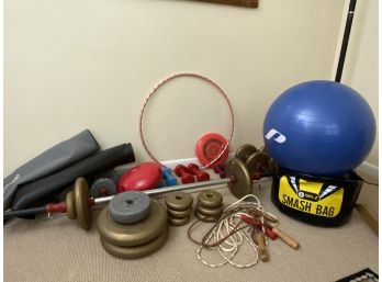 Assorted Weights & Dumbbells Includes Exercise Ball Smash Bag & Jump Ropes