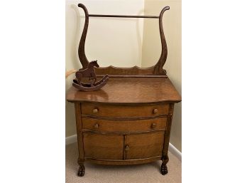 Antique Small Wood Chest With Quality Tongue & Groove Woodwork & Carved Feet