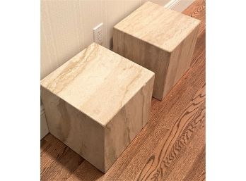 Travertine Marble Cube Side Tables