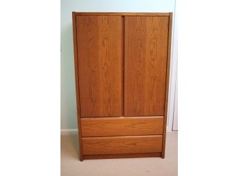 70s Style Armoire Cabinet With Shelves & Drawers