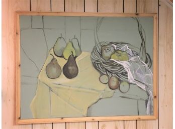 Original Acrylic On Canvas Still Life With Pears By Anita Lifson  42.5W X 32.5H