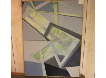 Original Geometric Acrylic On Canvas Arrangement In Space By Anita Lifson  36.5W X 48.5H