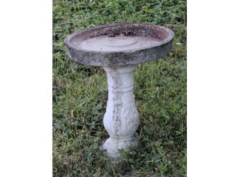 Cement Bird Bath With Wear On Rim