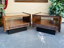 Pair Of 1960s Dramatic Smoke Glass End Tables