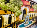 Huge 1960s Vintage Velvet Courtyard Painting With Lights  (29.5' X 53')