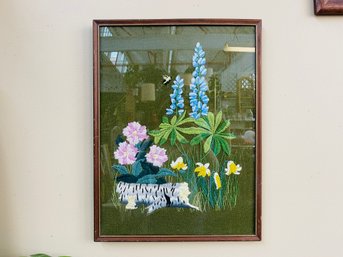 Vintage Needle Work Floral Wall Art