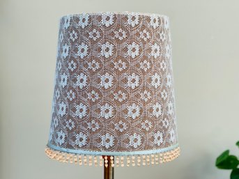Floor Lamp With Vintage Lace Beaded Lamp Shade.