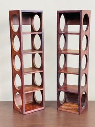 Pair Of Crate & Barrel Rosewood Hanging Wine Holders
