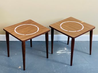 Pair Of MCM Stacking Tables With Tile Inlay (See Details)