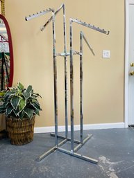 Vintage Chrome Commerical Adjustable Height 4 Arm Clothing Rack