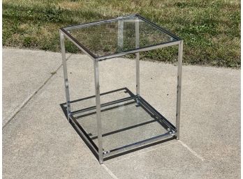 Vintage Chrome & Glass End Table